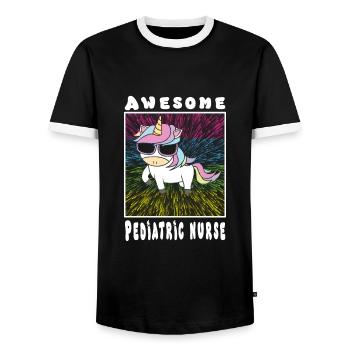 Infirmière pour enfants - T-shirt contrasté Homme - noir/blanc - Devant - AI Model Female 172 light (172cm) & AI Model Male 178 light (178cm)