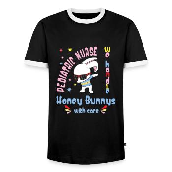 Infirmière pour enfants - T-shirt contrasté Homme - noir/blanc - Devant - AI Model Female 172 light (172cm) & AI Model Male 178 light (178cm)
