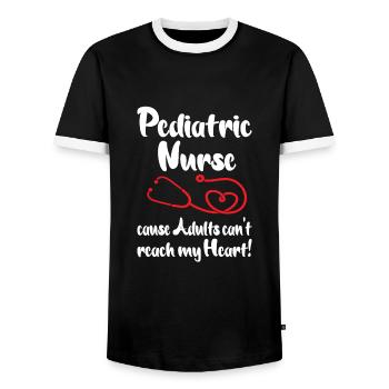 Infirmière pour enfants - T-shirt contrasté Homme - noir/blanc - Devant - AI Model Female 172 light (172cm) & AI Model Male 178 light (178cm)