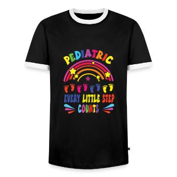 Infirmière pour enfants - T-shirt contrasté Homme - noir/blanc - Devant - AI Model Female 172 light (172cm) & AI Model Male 178 light (178cm)