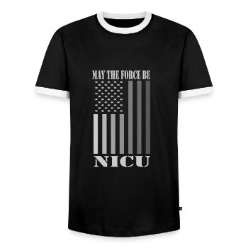 Children's nurse - Men's Ringer Shirt - black/white - Front - AI Model Female 172 light (172cm) & AI Model Male 178 light (178cm)