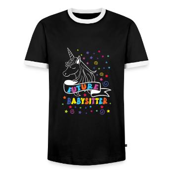 Baby-sitter - T-shirt contrasté Homme - noir/blanc - Devant - AI Model Female 172 light (172cm) & AI Model Male 178 light (178cm)