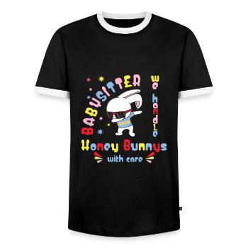 Baby-sitter - T-shirt contrasté Homme - noir/blanc - Devant - AI Model Female 172 light (172cm) & AI Model Male 178 light (178cm)
