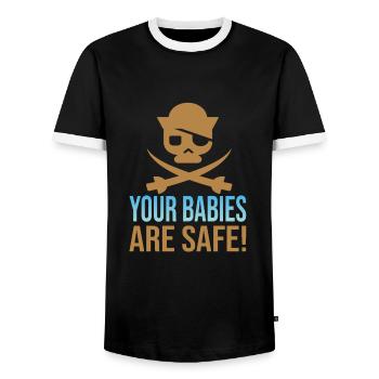 Baby-sitter - T-shirt contrasté Homme - noir/blanc - Devant - AI Model Female 172 light (172cm) & AI Model Male 178 light (178cm)