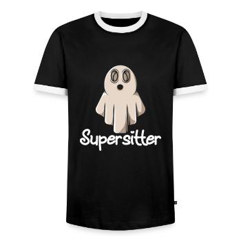 Baby-sitter - T-shirt contrasté Homme - noir/blanc - Devant - AI Model Female 172 light (172cm) & AI Model Male 178 light (178cm)