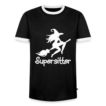 Baby-sitter - T-shirt contrasté Homme - noir/blanc - Devant - AI Model Female 172 light (172cm) & AI Model Male 178 light (178cm)