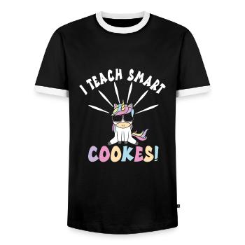 École maternelle - T-shirt contrasté Homme - noir/blanc - Devant - AI Model Female 172 light (172cm) & AI Model Male 178 light (178cm)