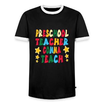 Kindergarten - Männer Kontrast-T-Shirt - Schwarz/Weiß - Vorne - AI Model Female 172 light (172cm) & AI Model Male 178 light (178cm)