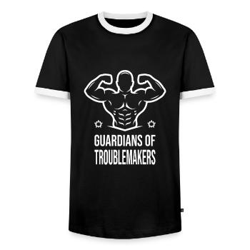 École maternelle - T-shirt contrasté Homme - noir/blanc - Devant - AI Model Female 172 light (172cm) & AI Model Male 178 light (178cm)