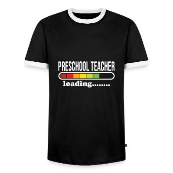 École maternelle - T-shirt contrasté Homme - noir/blanc - Devant - AI Model Female 172 light (172cm) & AI Model Male 178 light (178cm)