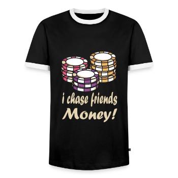 Casino - Men's Ringer Shirt - black/white - Front - AI Model Female 172 light (172cm) & AI Model Male 178 light (178cm)