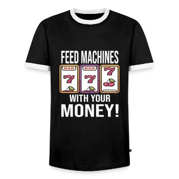 Casino - Men's Ringer Shirt - black/white - Front - AI Model Female 172 light (172cm) & AI Model Male 178 light (178cm)