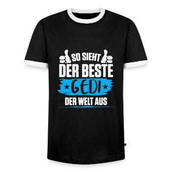 Göd Taufged - So Sieht Der beste Gedi Der Welt Aus - Männer Kontrast-T-Shirt - Schwarz/Weiß - Vorne - AI Model Female 172 light (172cm) & AI Model Male 178 light (178cm)