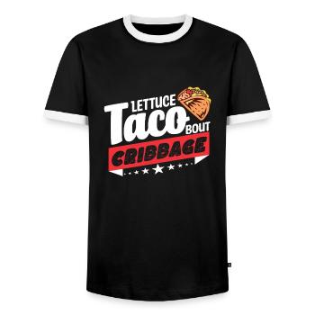 Cribbage - Men's Ringer Shirt - black/white - Front - AI Model Female 172 light (172cm) & AI Model Male 178 light (178cm)