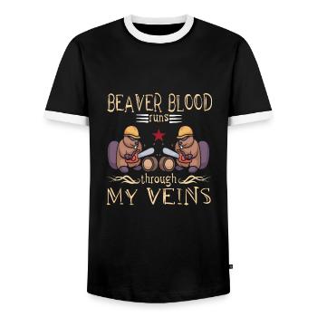 Beaver Nutria - Men's Ringer Shirt - black/white - Front - AI Model Female 172 light (172cm) & AI Model Male 178 light (178cm)
