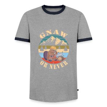 Beaver Nutria - Men's Ringer Shirt - grey/navy  - Front - AI Model Female 172 light (172cm) & AI Model Male 178 light (178cm)