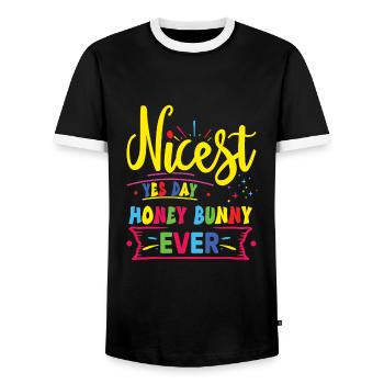 Yes Day Birthday - Men's Ringer Shirt - black/white - Front - AI Model Female 172 light (172cm) & AI Model Male 178 light (178cm)