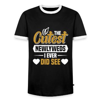 Wedding - Men's Ringer Shirt - black/white - Front - AI Model Female 172 light (172cm) & AI Model Male 178 light (178cm)