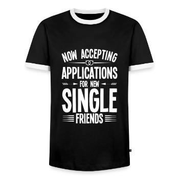 Wedding - Men's Ringer Shirt - black/white - Front - AI Model Female 172 light (172cm) & AI Model Male 178 light (178cm)