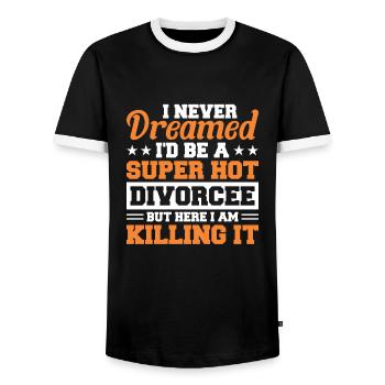 Scheidung - Männer Kontrast-T-Shirt - Schwarz/Weiß - Vorne - AI Model Female 172 light (172cm) & AI Model Male 178 light (178cm)