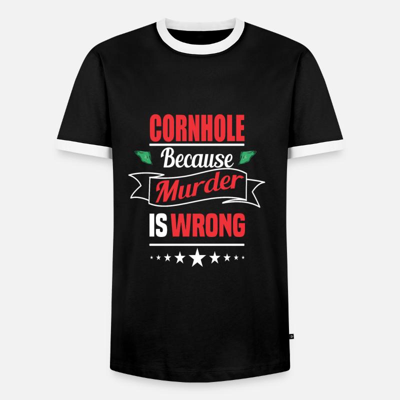Cornhole - Männer Kontrast-T-Shirt - Schwarz/Weiß
