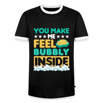 Seife machen - Männer Kontrast-T-Shirt - Schwarz/Weiß - Vorne - AI Model Female 172 light (172cm) & AI Model Male 178 light (178cm)