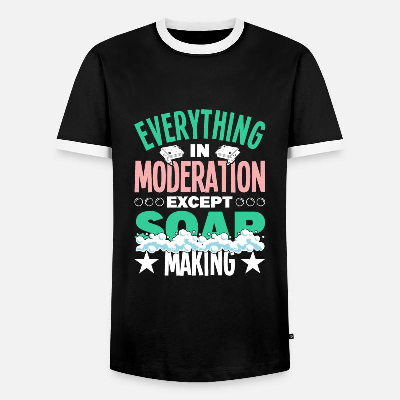 Making soap - Men's Ringer Shirt - black/white