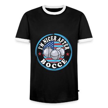 Lyonnaises - T-shirt contrasté Homme - noir/blanc - Devant - AI Model Female 172 light (172cm) & AI Model Male 178 light (178cm)