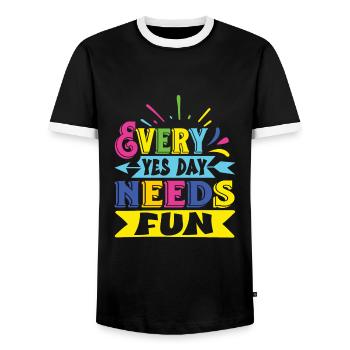 Oui Jour - T-shirt contrasté Homme - noir/blanc - Devant - AI Model Female 172 light (172cm) & AI Model Male 178 light (178cm)