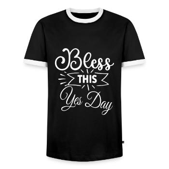 Oui Jour - T-shirt contrasté Homme - noir/blanc - Devant - AI Model Female 172 light (172cm) & AI Model Male 178 light (178cm)