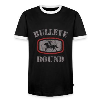 Horseback Archery - Männer Kontrast-T-Shirt - Schwarz/Weiß - Vorne - AI Model Female 172 light (172cm) & AI Model Male 178 light (178cm)