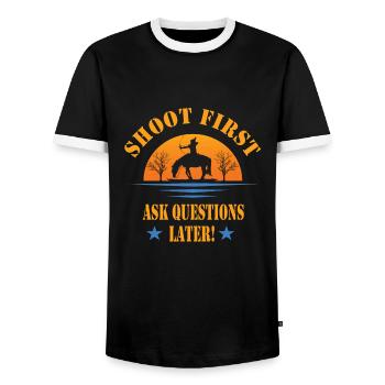Horseback Archery - Männer Kontrast-T-Shirt - Schwarz/Weiß - Vorne - AI Model Female 172 light (172cm) & AI Model Male 178 light (178cm)
