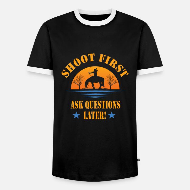 Horseback Archery - Men's Ringer Shirt - black/white