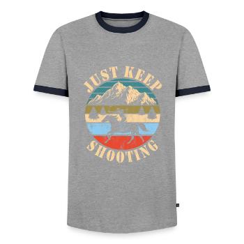 Horseback Archery - Männer Kontrast-T-Shirt - Grau/Navy  - Vorne - AI Model Female 172 light (172cm) & AI Model Male 178 light (178cm)