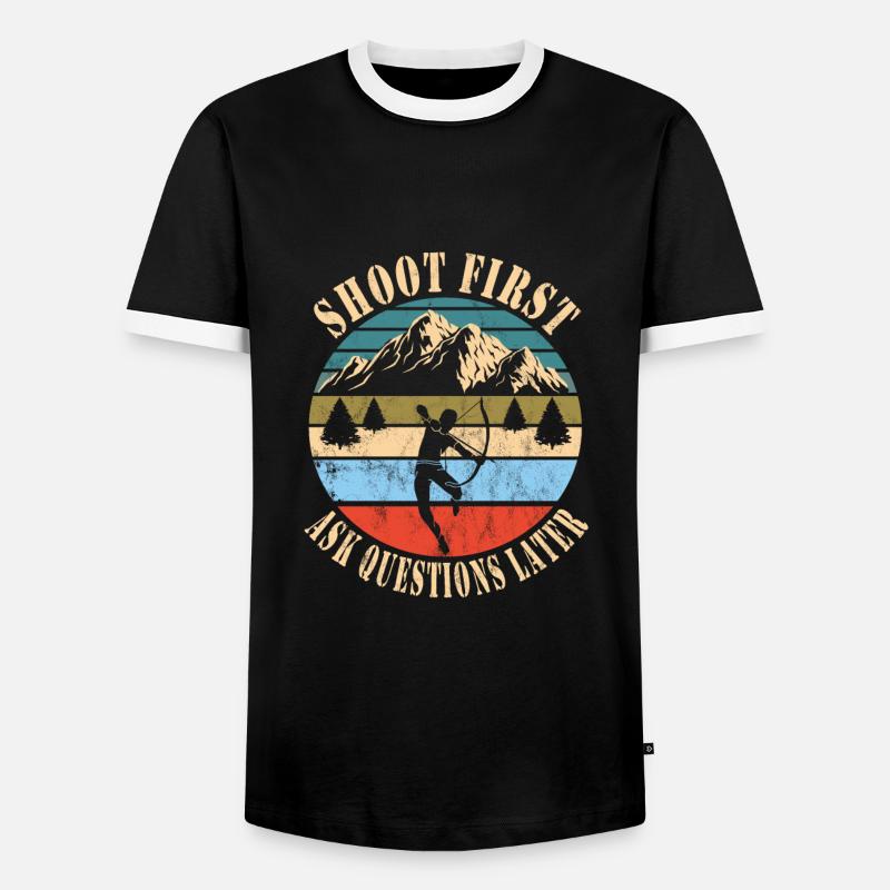 Bogen Jagd - Männer Kontrast-T-Shirt - Schwarz/Weiß