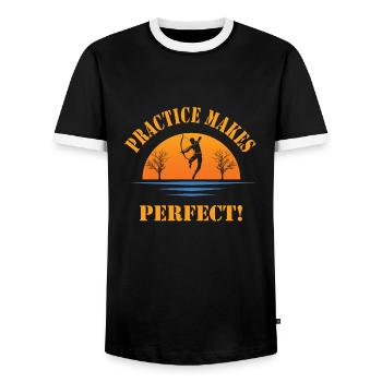 Pêche à l’arc - T-shirt contrasté Homme - noir/blanc - Devant - AI Model Female 172 light (172cm) & AI Model Male 178 light (178cm)