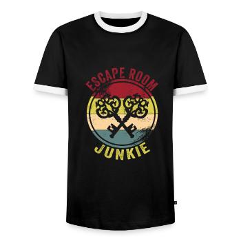 Escape Room - Men's Ringer Shirt - black/white - Front - AI Model Female 172 light (172cm) & AI Model Male 178 light (178cm)