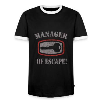 Escape Room - Men's Ringer Shirt - black/white - Front - AI Model Female 172 light (172cm) & AI Model Male 178 light (178cm)