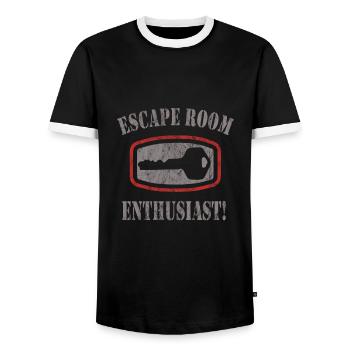 Escape Room - Men's Ringer Shirt - black/white - Front - AI Model Female 172 light (172cm) & AI Model Male 178 light (178cm)