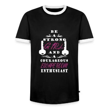 Escape Room - Men's Ringer Shirt - black/white - Front - AI Model Female 172 light (172cm) & AI Model Male 178 light (178cm)