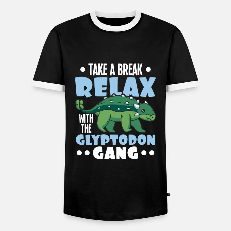 Dino - Männer Kontrast-T-Shirt - Schwarz/Weiß