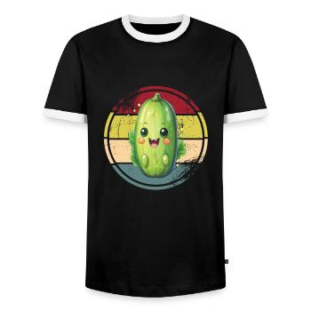 Cucumbers - Men's Ringer Shirt - black/white - Front - AI Model Female 172 light (172cm) & AI Model Male 178 light (178cm)