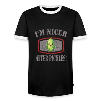 Gurken - Männer Kontrast-T-Shirt - Schwarz/Weiß - Vorne - AI Model Female 172 light (172cm) & AI Model Male 178 light (178cm)