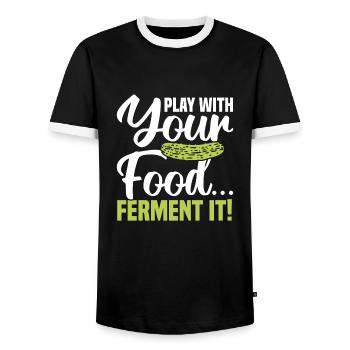 Cucumbers - Men's Ringer Shirt - black/white - Front - AI Model Female 172 light (172cm) & AI Model Male 178 light (178cm)