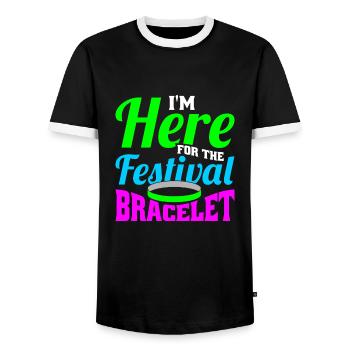 Festival - Men's Ringer Shirt - black/white - Front - AI Model Female 172 light (172cm) & AI Model Male 178 light (178cm)
