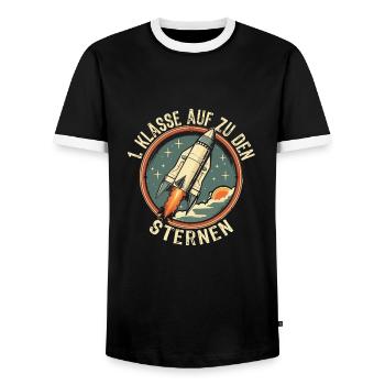 Schulkind - Männer Kontrast-T-Shirt - Schwarz/Weiß - Vorne - AI Model Female 172 light (172cm) & AI Model Male 178 light (178cm)