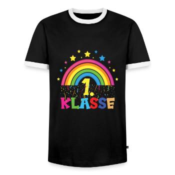 Schulkind - Männer Kontrast-T-Shirt - Schwarz/Weiß - Vorne - AI Model Female 172 light (172cm) & AI Model Male 178 light (178cm)