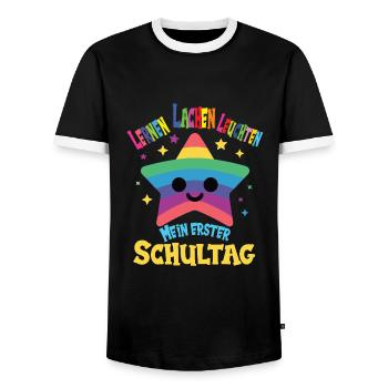 Schulkind - Männer Kontrast-T-Shirt - Schwarz/Weiß - Vorne - AI Model Female 172 light (172cm) & AI Model Male 178 light (178cm)