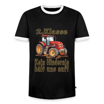 2ème année scolaire - T-shirt contrasté Homme - noir/blanc - Devant - AI Model Female 172 light (172cm) & AI Model Male 178 light (178cm)