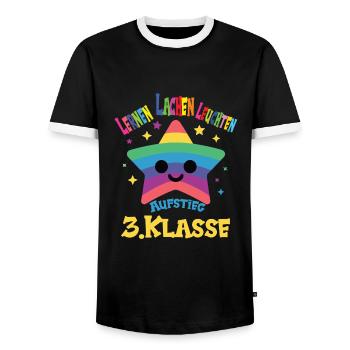 3. Schuljahr - Männer Kontrast-T-Shirt - Schwarz/Weiß - Vorne - AI Model Female 172 light (172cm) & AI Model Male 178 light (178cm)